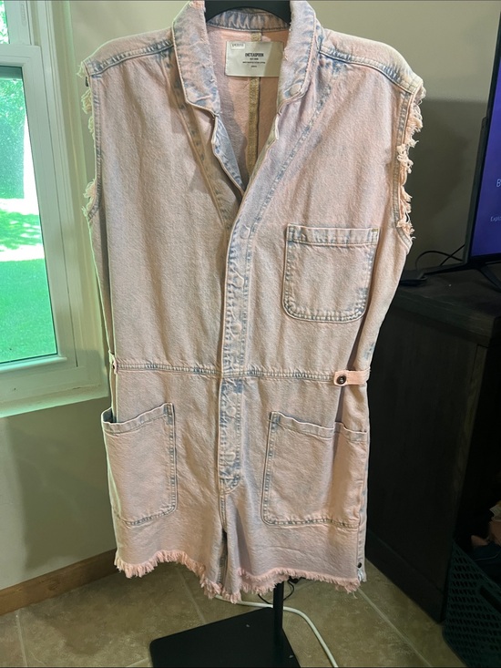 One Teaspoon Pants - One Teaspoon Light Pink Distressed Denim Romper